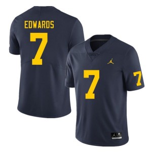 #7 Donovan Edwards Michigan Wolverines College Football For Men's Jersey - Navy