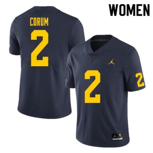 #2 Blake Corum Michigan Wolverines College Football For Women's Jersey - Navy