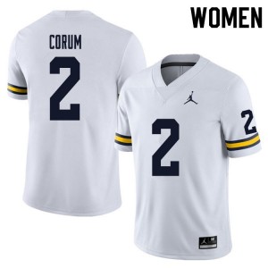 #2 Blake Corum Michigan Wolverines College Football Womens Jersey - White