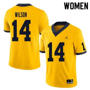 #14 Roman Wilson Michigan Wolverines College Football Women's Jersey - Yellow