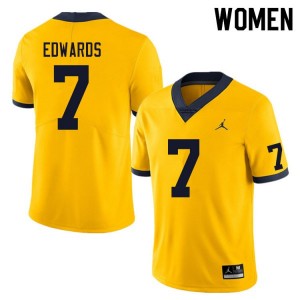 #7 Donovan Edwards Michigan Wolverines College Football Women's Jersey - Yellow