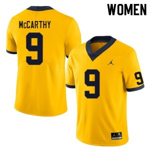 #9 J.J. McCarthy Michigan Wolverines College Football Women's Jersey - Yellow