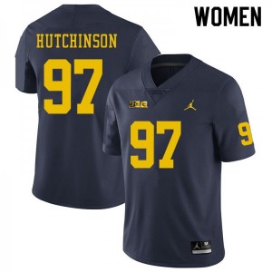 #97 Aidan_Hutchinson Michigan Wolverines College Football For Women's Jersey - Navy