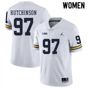 #97 Aidan_Hutchinson Michigan Wolverines College Football Womens Jersey - White