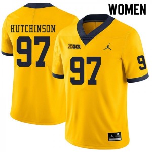 #97 Aidan_Hutchinson Michigan Wolverines College Football Women's Jersey - Yellow