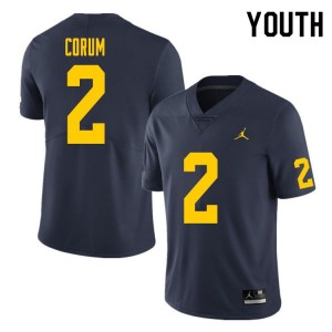 #2 Blake Corum Michigan Wolverines College Football For Youth Jersey - Navy