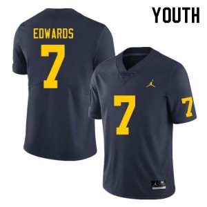 #7 Donovan Edwards Michigan Wolverines College Football For Youth Jersey - Navy