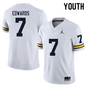#7 Donovan Edwards Michigan Wolverines College Football Youth Jersey - White