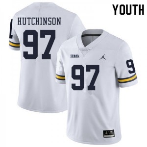 #97 Aidan_Hutchinson Michigan Wolverines College Football Youth Jersey - White