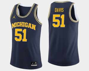 #51 Austin Davis Michigan Wolverines College Basketball Men's Jersey - Navy