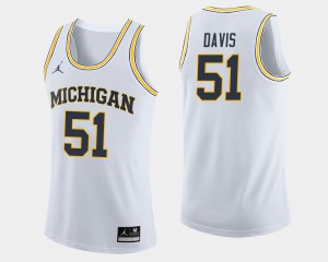 #51 Austin Davis Michigan Wolverines Men College Basketball Jersey - White