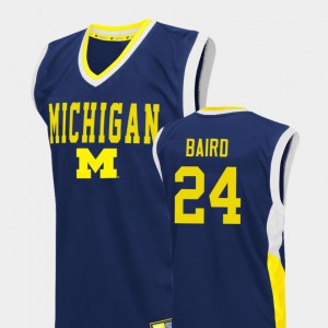 #24 C.J. Baird Michigan Wolverines College Basketball Fadeaway Mens Jersey - Blue