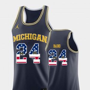 #24 C.J. Baird Michigan Wolverines Mens USA Flag College Basketball Jersey - Navy
