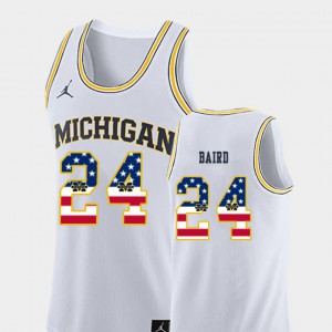 #24 C.J. Baird Michigan Wolverines USA Flag Men College Basketball Jersey - White