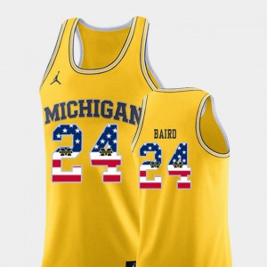 #24 C.J. Baird Michigan Wolverines USA Flag College Basketball For Men Jersey - Yellow