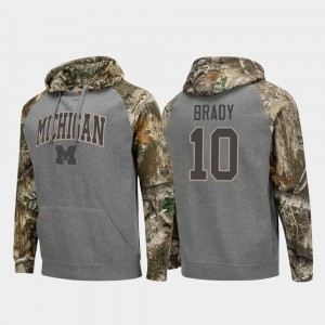 #10 Tom Brady Michigan Wolverines For Men's Realtree Camo Raglan College Football Hoodie - Charcoal
