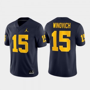 #15 Chase Winovich Michigan Wolverines Mens Game Football Jersey - Navy