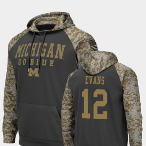#12 Chris Evans Michigan Wolverines United We Stand For Men's Colosseum Football Hoodie - Charcoal