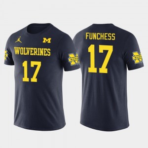 #17 Devin Funchess Michigan Wolverines For Men's Future Stars Carolina Panthers Football T-Shirt - Navy