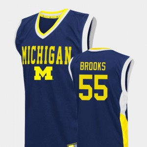 #55 Eli Brooks Michigan Wolverines Mens College Basketball Fadeaway Jersey - Blue
