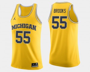 #55 Eli Brooks Michigan Wolverines College Basketball For Men's Jersey - Maize