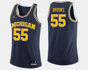 #55 Eli Brooks Michigan Wolverines College Basketball Mens Jersey - Navy
