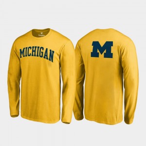 Michigan Wolverines Primetime For Men's Long Sleeve T-Shirt - Gold