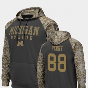 #88 Grant Perry Michigan Wolverines United We Stand Men Colosseum Football Hoodie - Charcoal