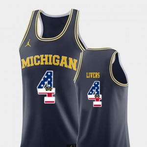 #4 Isaiah Livers Michigan Wolverines USA Flag College Basketball Mens Jersey - Navy