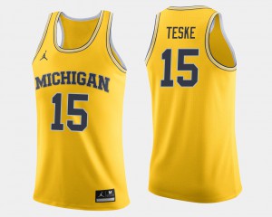 #15 Jon Teske Michigan Wolverines College Basketball For Men's Jersey - Maize