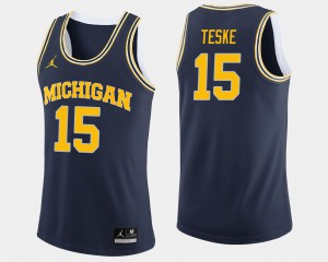 #15 Jon Teske Michigan Wolverines Men College Basketball Jersey - Navy