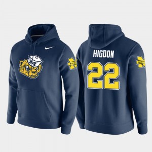 #22 Karan Higdon Michigan Wolverines Pullover Vault Logo Club Men Hoodie - Navy