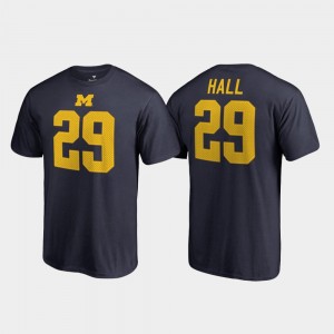 #29 Leon Hall Michigan Wolverines Men's College Legends Name & Number T-Shirt - Navy