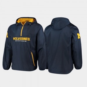 Michigan Wolverines Base Runner Mens Half-Zip Jacket - Navy