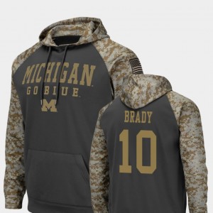 #10 Tom Brady Michigan Wolverines For Men Colosseum Football United We Stand Hoodie - Charcoal
