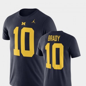 #10 Tom Brady Michigan Wolverines Jordan Football Performance Mens T-Shirt - Navy