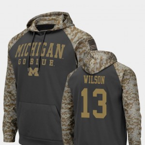 #13 Tru Wilson Michigan Wolverines For Men United We Stand Colosseum Football Hoodie - Charcoal