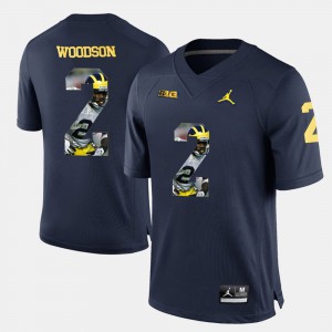 #2 Charles Woodson Michigan Wolverines For Men Player Pictorial Jersey - Navy Blue