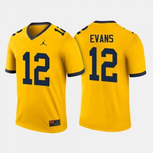 #12 Chris Evans Michigan Wolverines College Football Men's Jersey - Maize