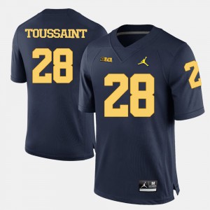 #28 Fitzgerald Toussaint Michigan Wolverines For Men's College Football Jersey - Navy Blue