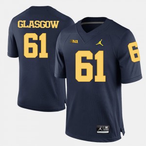 #61 Graham Glasgow Michigan Wolverines Mens College Football Jersey - Navy Blue