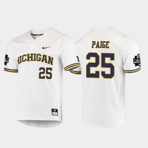 #25 Isaiah Paige Michigan Wolverines 2019 NCAA Baseball College World Series For Men's Jersey - White
