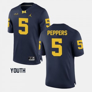 #5 Jabrill Peppers Michigan Wolverines Youth(Kids) Alumni Football Game Jersey - Navy