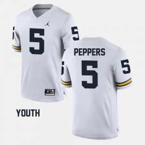 #5 Jabrill Peppers Michigan Wolverines Alumni Football Game Kids Jersey - White