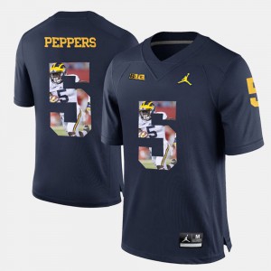 #5 Jabrill Peppers Michigan Wolverines Player Pictorial Men's Jersey - Navy Blue