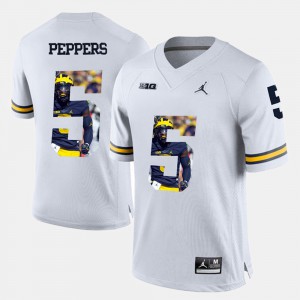 #5 Jabrill Peppers Michigan Wolverines For Men's Player Pictorial Jersey - White