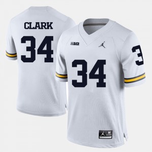 #34 Jeremy Clark Michigan Wolverines For Men's College Football Jersey - White