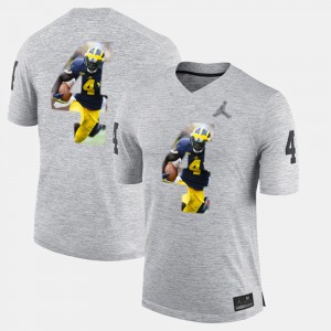 #4 Jim Harbaugh Michigan Wolverines Player Pictorial For Men Jersey - Gray