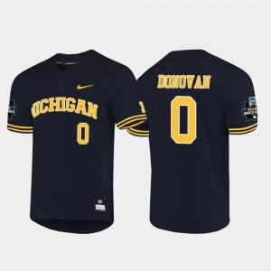 #0 Joe Donovan Michigan Wolverines 2019 NCAA Baseball College World Series Men's Jersey - Navy