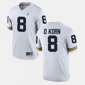 #8 John O'Korn Michigan Wolverines Alumni Football Game Mens Jersey - White